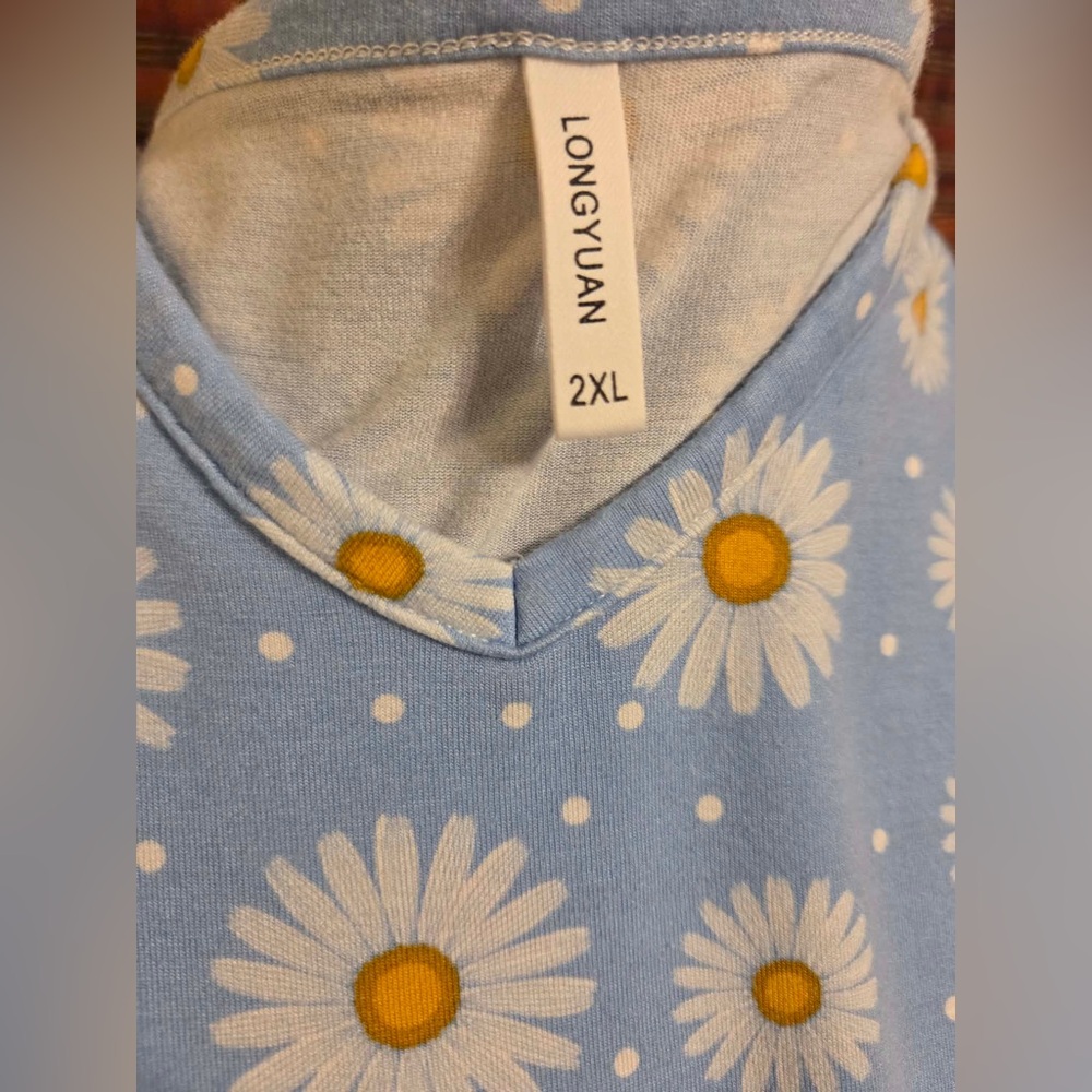 Sleeveless Daisy Print Tank Dress - Light Blue - Picture 2 of 4